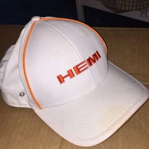 Slightly used Orange and white HEMI hat
